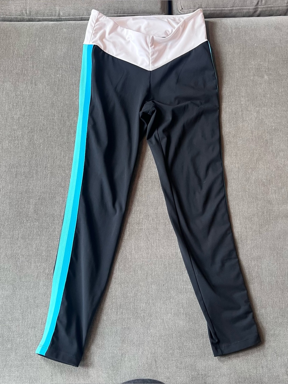 New Balance x Staud Leggings Black Blue Stripe V Front M - Picture 4 of 9